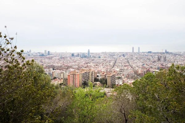 Barcelona Skyline. Top View of Picturesque Barcelona Cityscape in Cloudy Day. Spain.