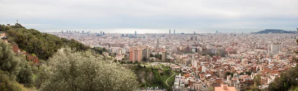 Barcelona Skyline. Top View of Picturesque Barcelona Cityscape in Cloudy Day. Spain.