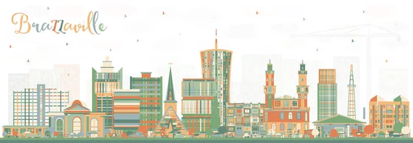 Brazzaville Republika Kongo Městské Panorama Barvou Budov Vektorové Ilustrace Služební — Stockový vektor