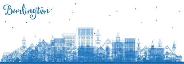 ブルーの建物概要バーリントン アイオワ州スカイライン ベクトルの図 ビジネス旅行や歴史的建造物を観光イラスト — ストックベクタ