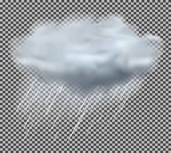 云和雨落在透明的背景 矢量插图 天气产品的多云效果 — 图库矢量图片