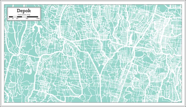 Карта Города Депок Индонезия Стиле Ретро Карта Контуров Векторная Миграция — стоковый вектор