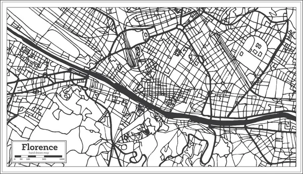 Florens Italien Stadskarta Retrostil Konturkarta Vektorillustration — Stock vektor