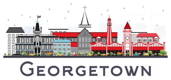Georgetown Guyana şehir manzarası ile gri beyaz izole binalar. Vektör çizim. İş seyahat ve Turizm kavramı Modern mimariye sahip. Georgetown Cityscape yerler ile.