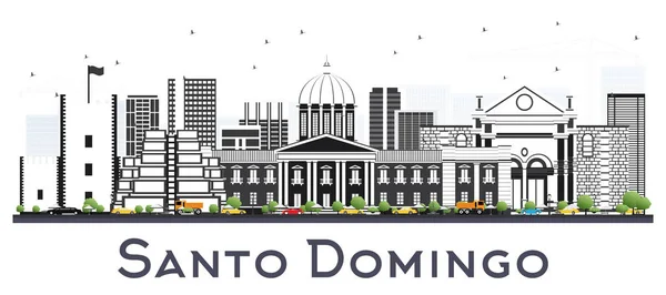 Santo Domingo Dominikanische Republik Stadtsilhouette Mit Grauen Gebäuden Isoliert Auf — Stockvektor
