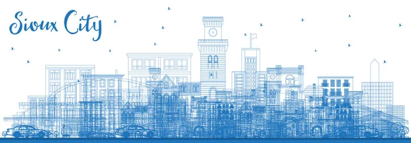 Esquema Sioux City Iowa Skyline Con Edificios Azules Ilustración Vectorial — Vector de stock