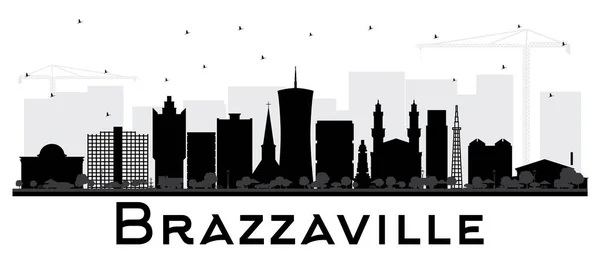 Brazzaville Republiken Kongo City Skyline Siluett Med Svart Byggnader Isoleras — Stock vektor