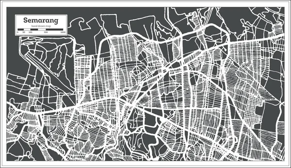 レトロなスタイルでインドネシアのスマラン市地図 概要地図 ベクトル図 — ストックベクタ