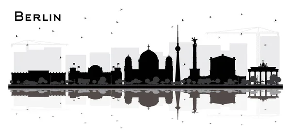 Berlín Alemania City Skyline Silhouette Con Edificios Negros Aislados Blanco — Vector de stock