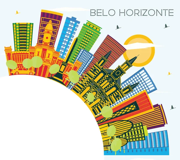 Belo Horizonte Brasil Skyline Con Edificios Color Cielo Azul Espacio — Archivo Imágenes Vectoriales