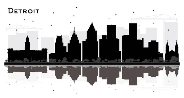 Detroit Michigan City Skyline Silhouette Black Buildings Isolated White Vector — Stock Vector