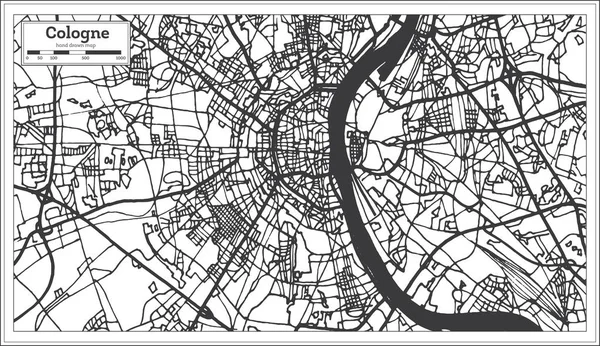 Cologne Germany City Map Retro Style Outline Map Vector Illustration — Stock Vector