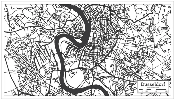 レトロなスタイルでデュッセルドルフ ドイツ都市マップ 概要地図 ベクトル図 — ストックベクタ