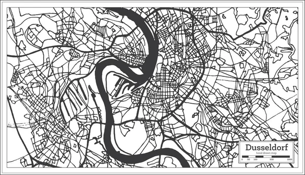 Düsseldorfer Stadtplan Retro Stil Übersichtskarte Vektorillustration — Stockvektor