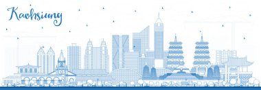 Outline Kaohsiung Taiwan City Skyline with Blue Buildings. Vector Illustration. Business Travel and Tourism Concept with Historic Architecture. Kaohsiung China Cityscape with Landmarks. clipart