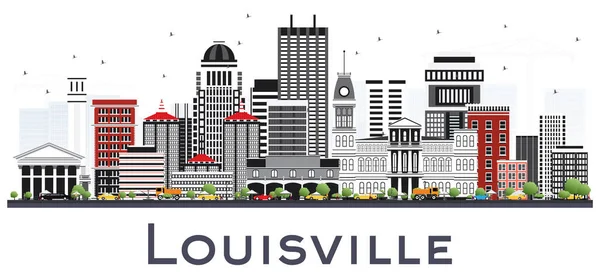Louisville Kentucky Usa Panorama Gray Budov Izolované Bílém Vektorové Ilustrace — Stockový vektor