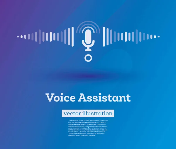 Personal Voice Assistant Sign Blue Background Inglés Ilustración Vectorial Líneas — Archivo Imágenes Vectoriales