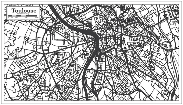 Toulouse Francia Mapa Ciudad Estilo Retro Mapa Del Esquema Ilustración — Vector de stock