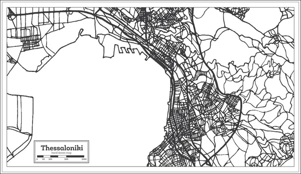 Χάρτης Θεσσαλονίκη Ελλάδα Στυλ Ρετρό Περίγραμμα Του Χάρτη Εικονογράφηση Διάνυσμα — Διανυσματικό Αρχείο