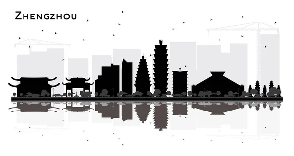 Silhouette Zhengzhou China City Skyline Avec Des Bâtiments Noirs Des — Image vectorielle