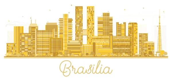 Brasilia Silueta Del Horizonte Ciudad Brasil Con Edificios Dorados Aislados — Archivo Imágenes Vectoriales