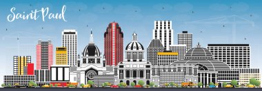 Saint Paul Minnesota şehir manzarası ile gri binalar ve mavi gökyüzü. Vektör çizim. İş seyahat ve Turizm kavramı tarihi mimarisi ile. Saint Paul Usa Cityscape yerler ile.