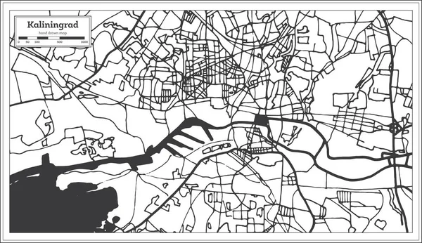 Mapa Města Rusko Kaliningrad Retro Stylu Objeví Obrys Mapy Vektorové — Stockový vektor