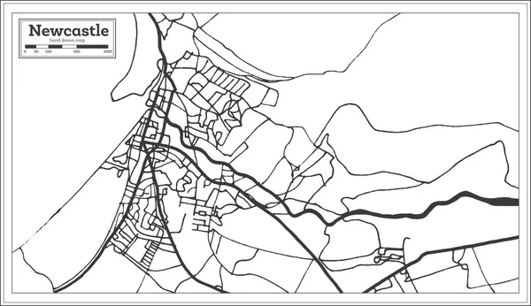 Newcastle Angleterre Carte Ville Dans Style Rétro Carte Des Contours — Image vectorielle