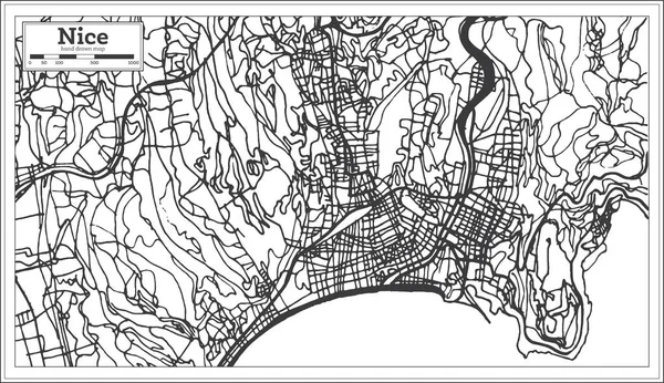 Mapa Ciudad Niza Francia Estilo Retro Mapa Del Esquema Ilustración — Archivo Imágenes Vectoriales