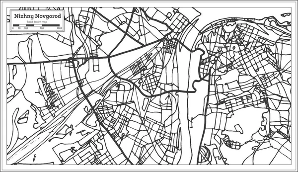 Nizhny Novgorod Rússia Mapa Cidade Estilo Retro Mapa Contorno Ilustração —  Vetores de Stock
