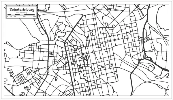 Ekaterinburg Russia Mappa Città Stile Retrò Mappa Del Contorno Illustrazione — Vettoriale Stock