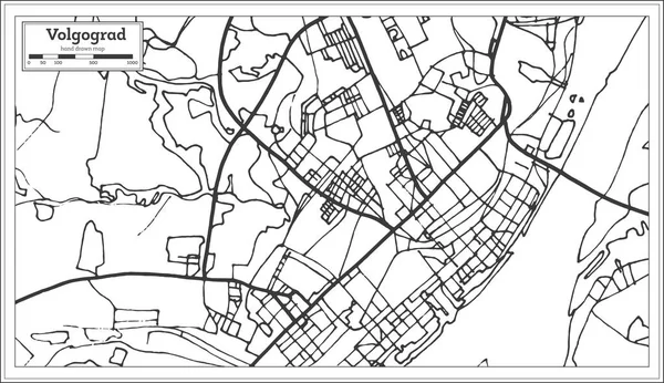 Kaart Van Stad Van Volgograd Rusland Retro Stijl Kaart Van — Stockvector