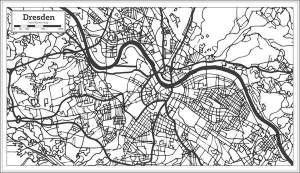 Mapa Miasta Niemcy Drezno Stylu Retro Mapa Przeglądowa Ilustracja Wektorowa — Wektor stockowy