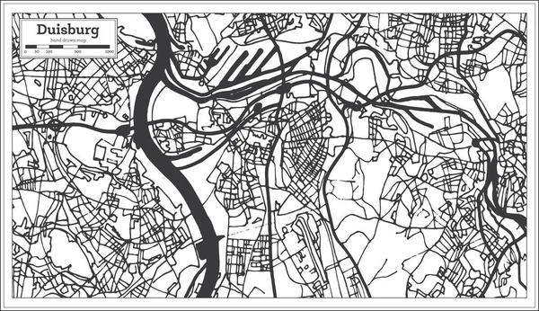 レトロなスタイルのドイツのデュースブルク シティ マップ 概要地図 ベクトル図 — ストックベクタ