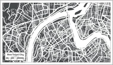 Retro tarzı yeni Taipei City Tayvan şehir haritası. Anahat harita. Vektör çizim.