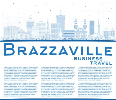 Anahat Brazzaville Kongo şehir manzarası mavi Binası ve kopya alanı olan Cumhuriyeti. Vektör çizim. İş seyahat ve Turizm kavramı tarihi mimarisi ile. Brazzaville Cityscape yerler ile.