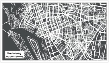Kaohsiung Taiwan City Map in Retro Style. Outline Map. Vector Illustration. clipart