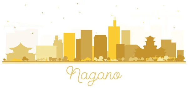 Nagano Japan City Skyline Van Silhouet Met Gouden Gebouwen Vectorillustratie — Stockvector