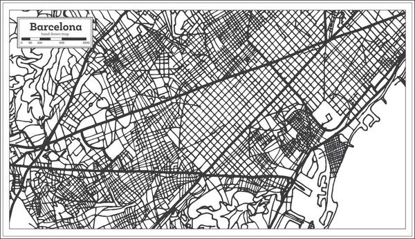 Карта Города Барселоны Стиле Ретро Карта Контуров Векторная Миграция — стоковый вектор