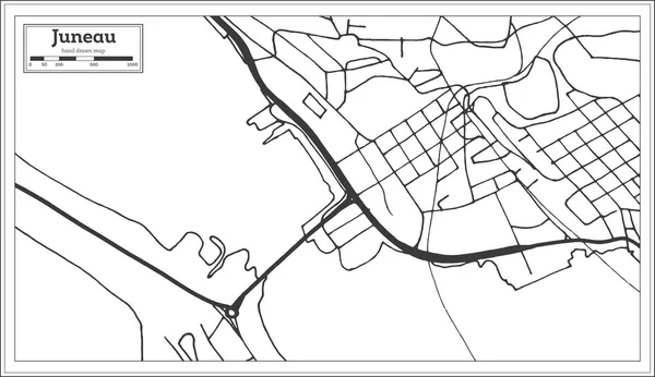 Juneau Usa Mapa Ciudad Estilo Retro Mapa Del Esquema Ilustración — Archivo Imágenes Vectoriales