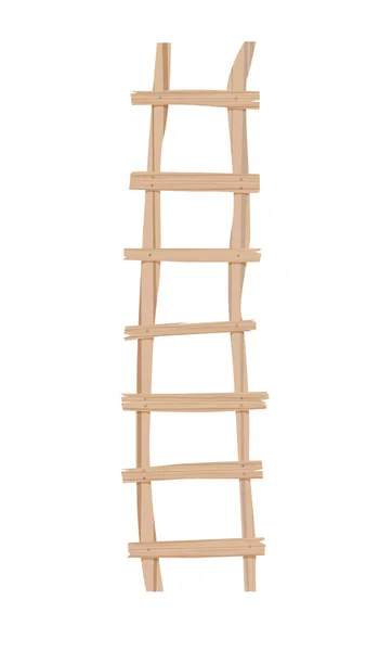 Houten Ladder Geïsoleerd Een Witte Achtergrond Vectorillustratie — Stockvector