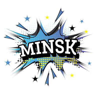 Minsk komik metin Pop sanat tarzı. Vektör çizim. 