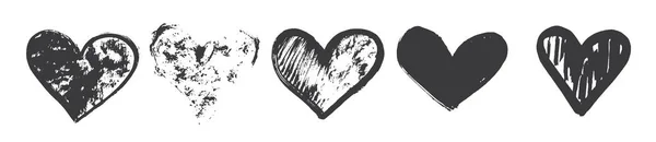 Рука Намальована Каліграфія Серцевий Набір Ізольовано Білому Тлі Векторна Ілюстрація — стоковий вектор