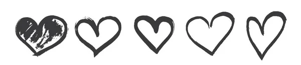 手绘书法在白色背景隔离的心脏集 矢量插图 — 图库矢量图片