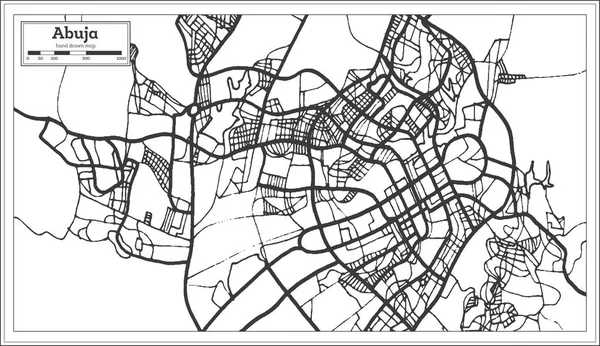 Abuja Nigeria Stadskarta Retrostil Konturkarta Vektorillustration — Stock vektor