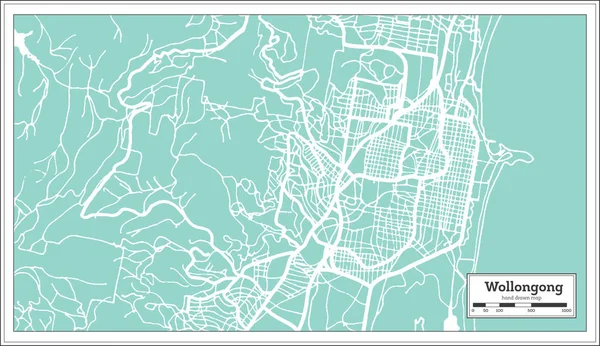 Wollongong Australia City Map Estilo Retro Mapa Contorno Ilustração Vetorial —  Vetores de Stock