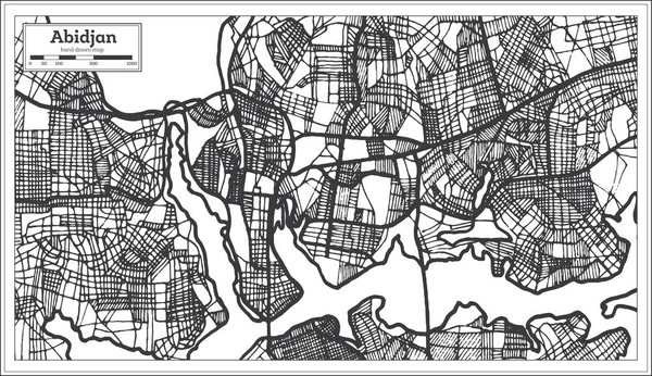 Mapa Města Abidjan Pobřeží Slonoviny Retro Stylu Objeví Obrys Mapy — Stockový vektor