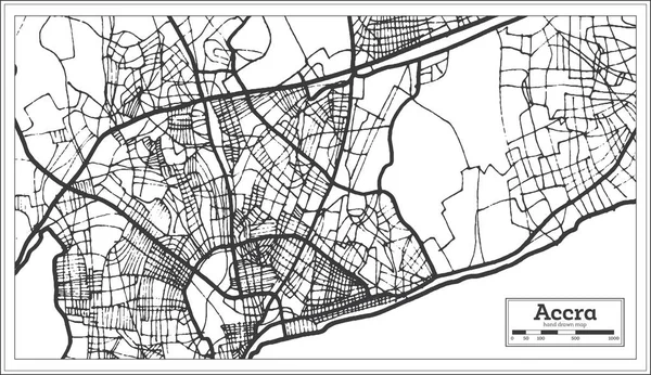 Accra Ghana Stadsplan Retro Stijl Kaart Van Omtrek Vectorillustratie — Stockvector