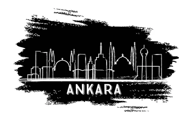 Ankara Türkiye şehir manzarası siluet. Elle çizilmiş kroki. Vektör çizim. İş seyahat ve Turizm kavramı tarihi mimarisi ile. Ankara Cityscape yerler ile.