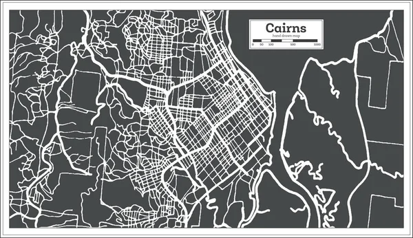 Cairns Australien Stadtplan Retro Stil Übersichtskarte Vektorillustration — Stockvektor